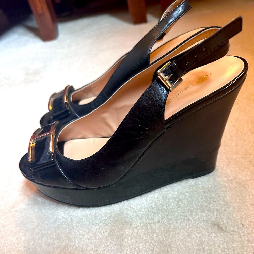 Tommy Hilfiger Black platform sling back
